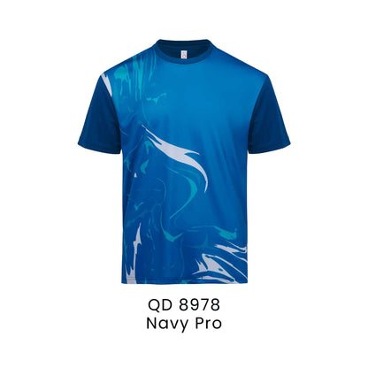 QD 8978 Navy Pro - QD89 unisex sublimation mini eyelet t-shirt in 100% microfibre 150gsm