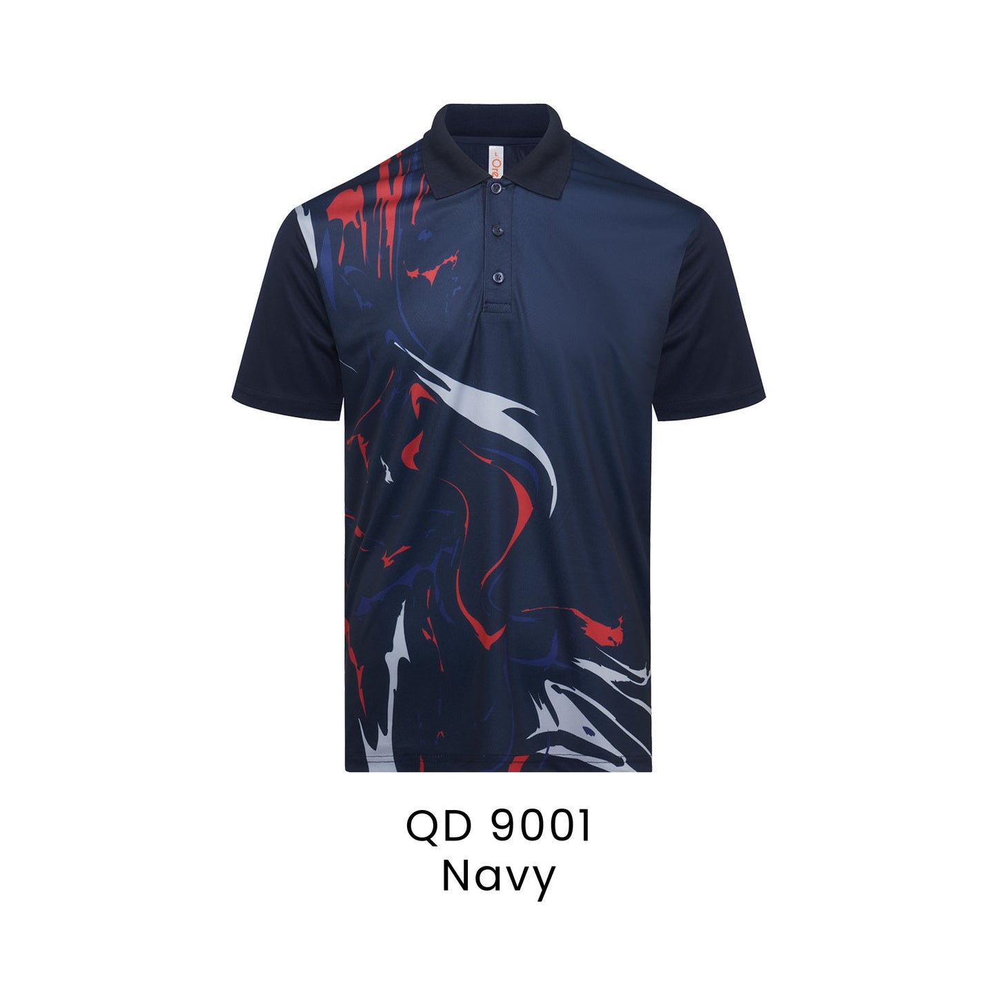 QD 9001 Navy - QD90 unisex sublimation mini eyelet polo shirt in 100% microfibre 150gsm
