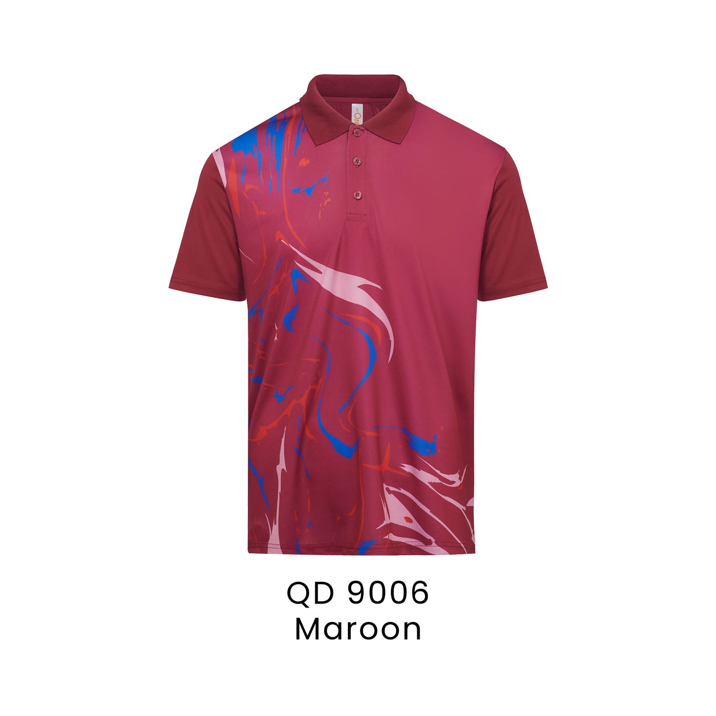 QD 9006 Maroon - QD90 unisex sublimation mini eyelet polo shirt in 100% microfibre 150gsm