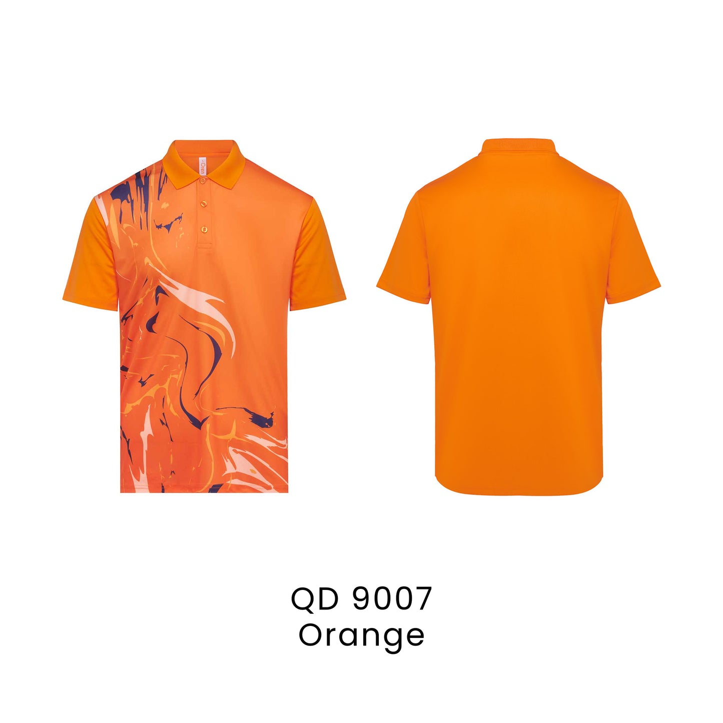 QD 9007 Orange - QD90 unisex sublimation mini eyelet polo shirt in 100% microfibre 150gsm