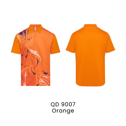 QD 9007 Orange - QD90 unisex sublimation mini eyelet polo shirt in 100% microfibre 150gsm