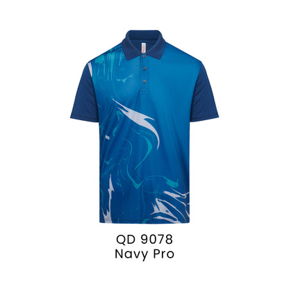 QD 9078 Navy Pro - QD90 unisex sublimation mini eyelet polo shirt in 100% microfibre 150gsm