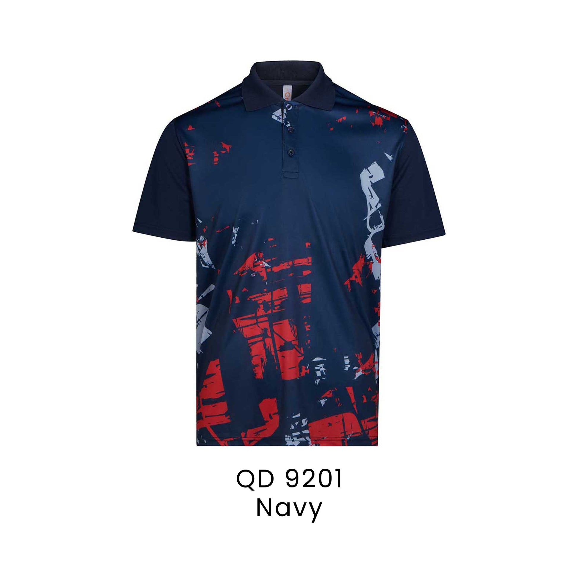 QD 9201 Navy - QD92 unisex sublimation mini eyelet polo shirt in 100% microfibre 150gsm