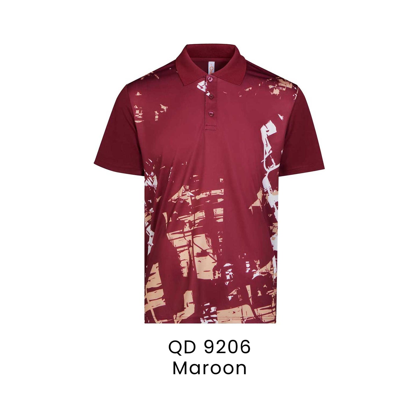QD 9206 Maroon - QD92 unisex sublimation mini eyelet polo shirt in 100% microfibre 150gsm