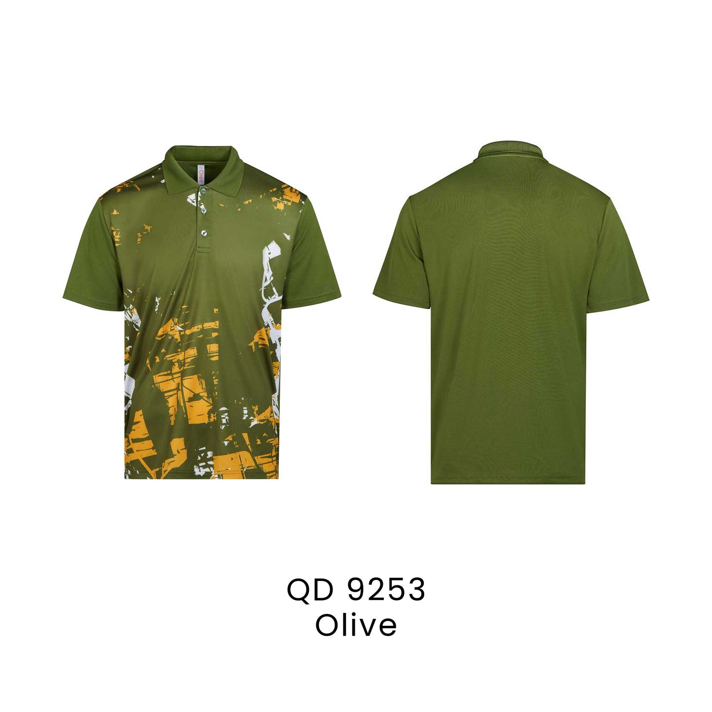 QD 9253 Olive - QD92 unisex sublimation mini eyelet polo shirt in 100% microfibre 150gsm