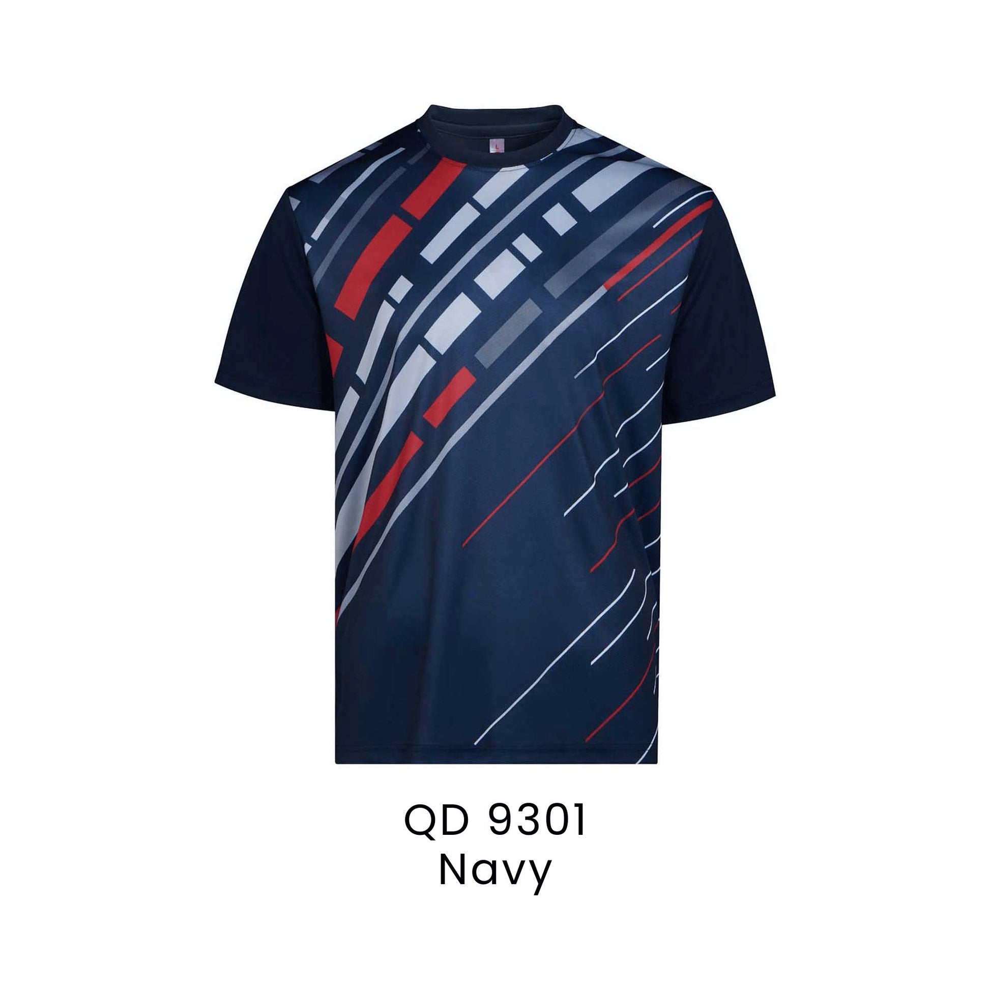 QD 9301 Navy - QD93 unisex sublimation mini eyelet t-shirt in 100% microfibre 150gsm