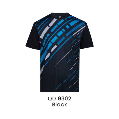 QD 9302 Black - QD93 unisex sublimation mini eyelet t-shirt in 100% microfibre 150gsm