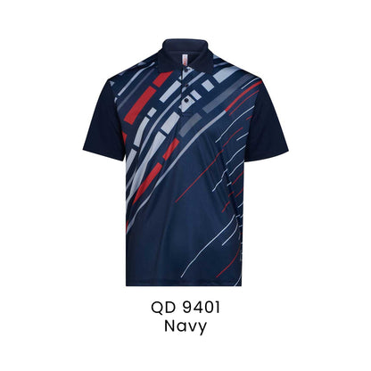 QD 9401 Navy - QD94 unisex sublimation mini eyelet polo shirt in 100% microfibre 150gsm