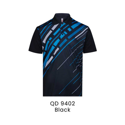 QD 9402 Black - QD94 unisex sublimation mini eyelet polo shirt in 100% microfibre 150gsm