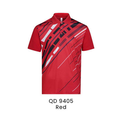 QD 9405 Red - QD94 unisex sublimation mini eyelet polo shirt in 100% microfibre 150gsm
