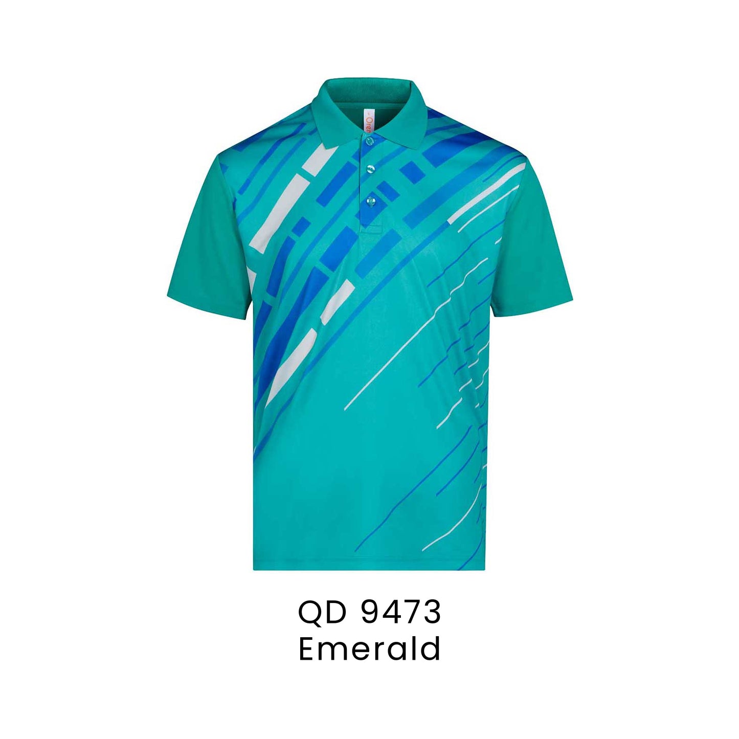 QD 9473 Emerald - QD94 unisex sublimation mini eyelet polo shirt in 100% microfibre 150gsm