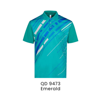 QD 9473 Emerald - QD94 unisex sublimation mini eyelet polo shirt in 100% microfibre 150gsm