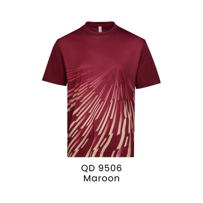 QD 9506 Maroon - QD95 unisex sublimation mini eyelet t-shirt in 100% microfibre 150gsm