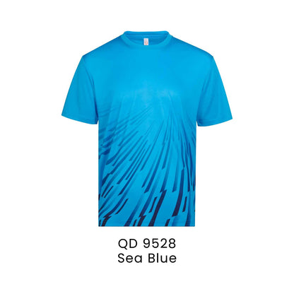QD 9528 Sea Blue - QD95 unisex sublimation mini eyelet t-shirt in 100% microfibre 150gsm