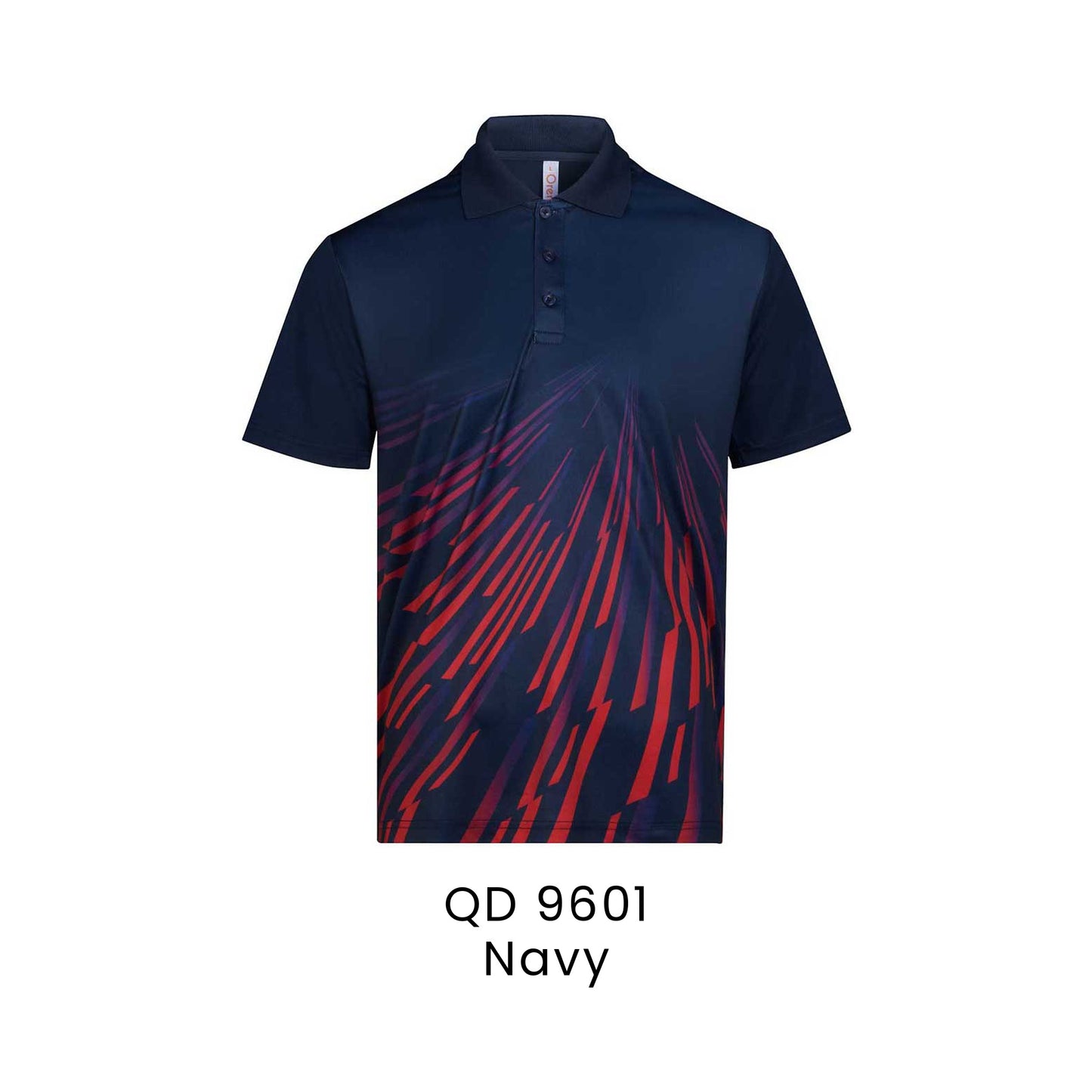 QD 9601 Navy - QD96 unisex sublimation mini eyelet polo shirt in 100% microfibre 150gsm