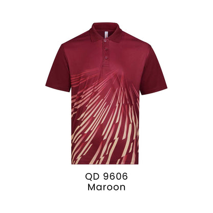 QD 9606 Maroon - QD96 unisex sublimation mini eyelet polo shirt in 100% microfibre 150gsm