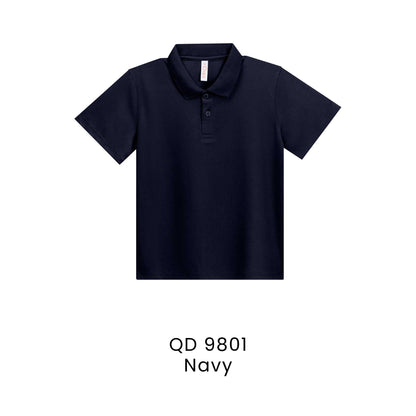 QD 9801 Navy - QD98 kids microfibre eyelet polo shirt in 160gsm