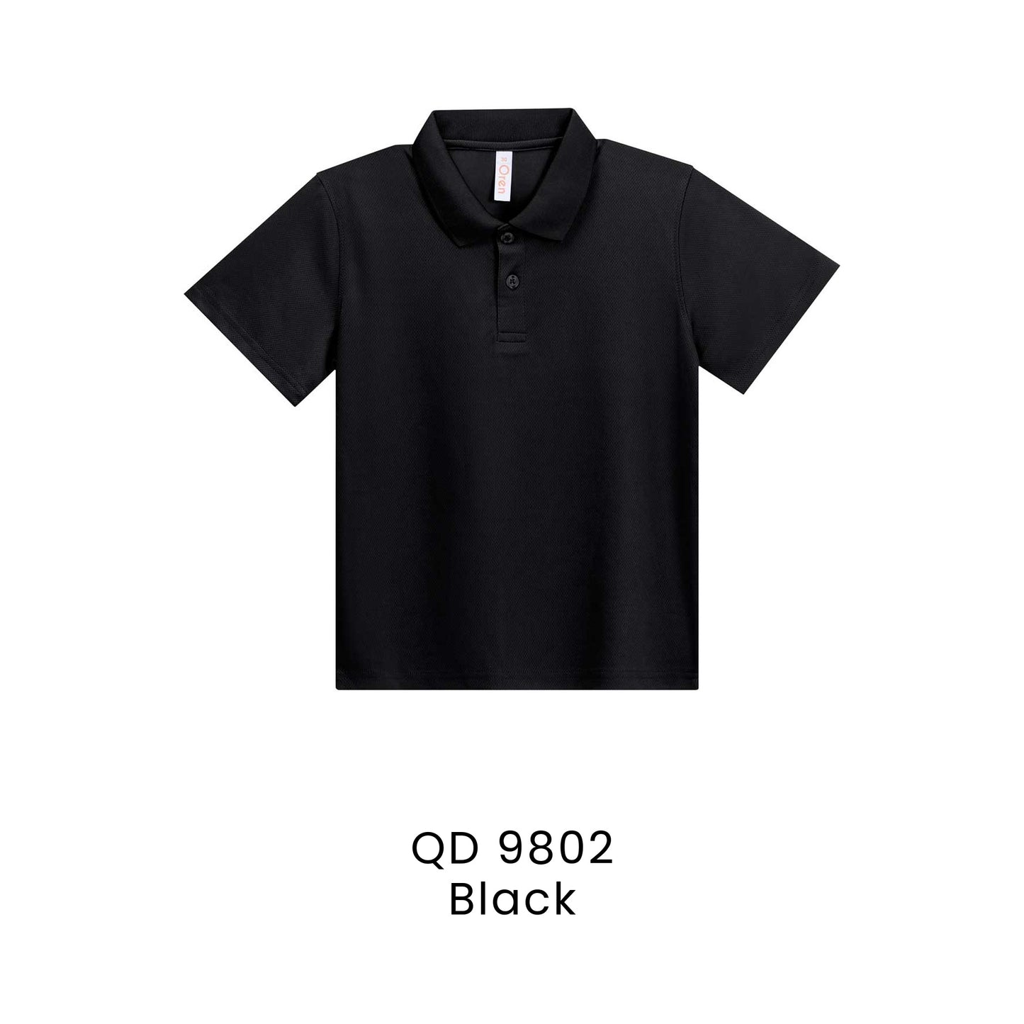 QD 9802 Black - QD98 kids microfibre eyelet polo shirt in 160gsm