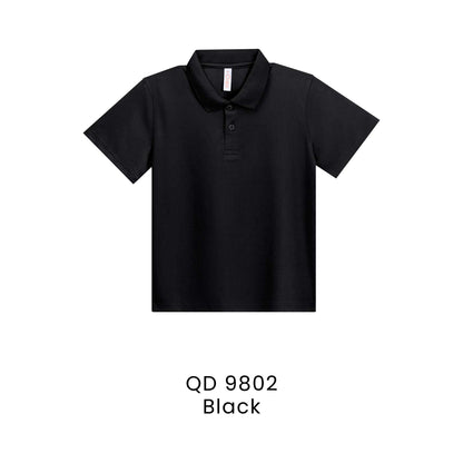 QD 9802 Black - QD98 kids microfibre eyelet polo shirt in 160gsm