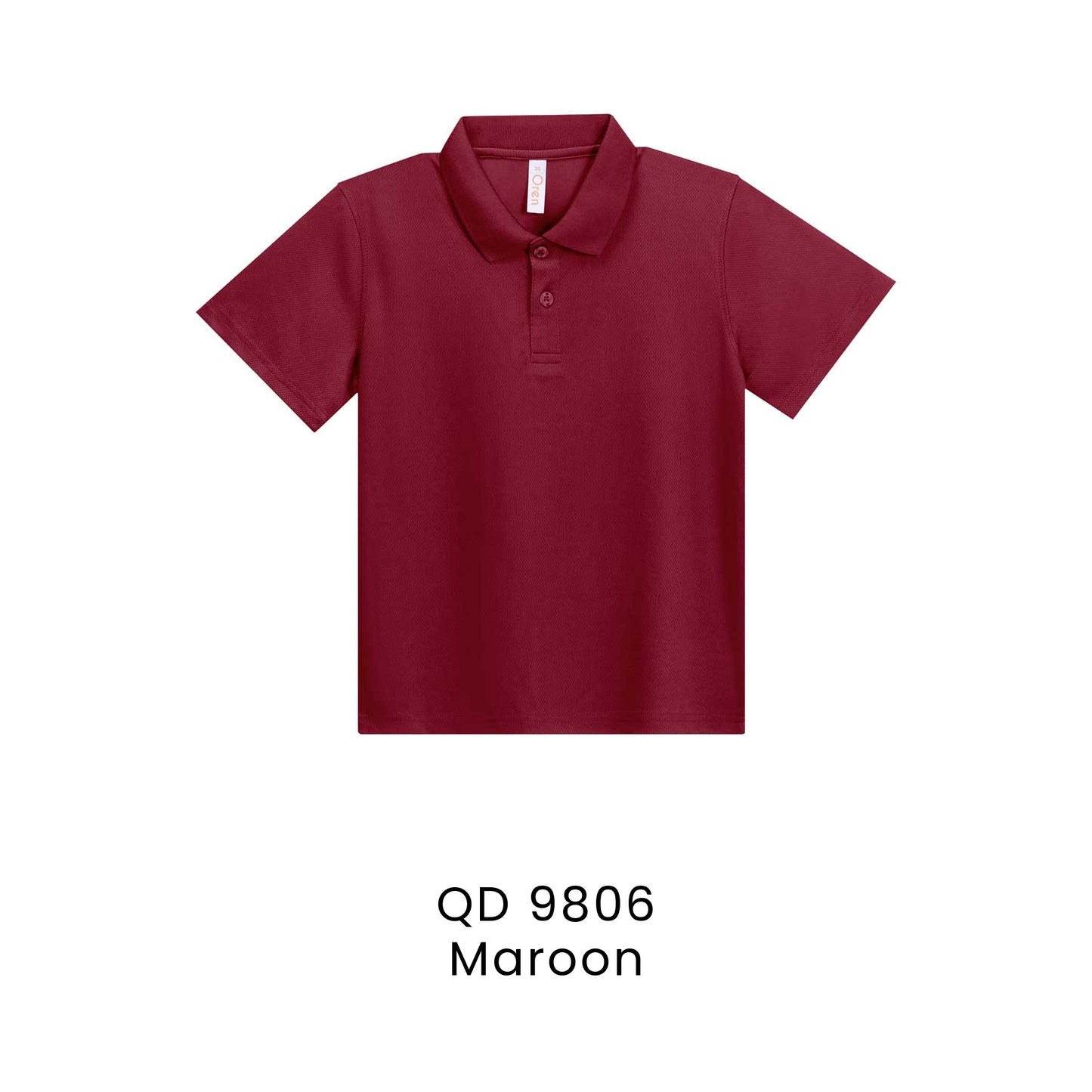 QD 9806 Maroon - QD98 kids microfibre eyelet polo shirt in 160gsm