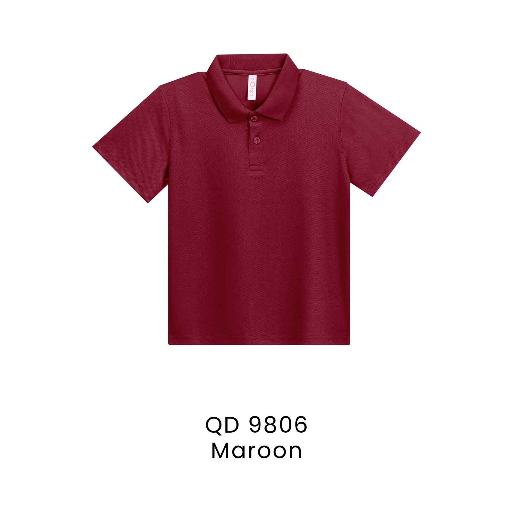 QD 9806 Maroon - QD98 kids microfibre eyelet polo shirt in 160gsm