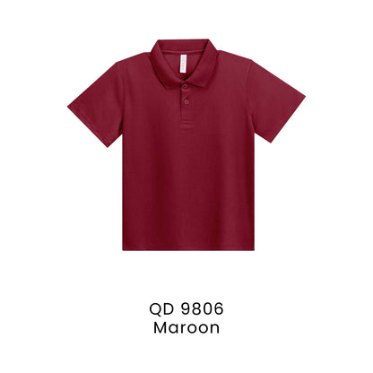 QD 9806 Maroon - QD98 kids microfibre eyelet polo shirt in 160gsm