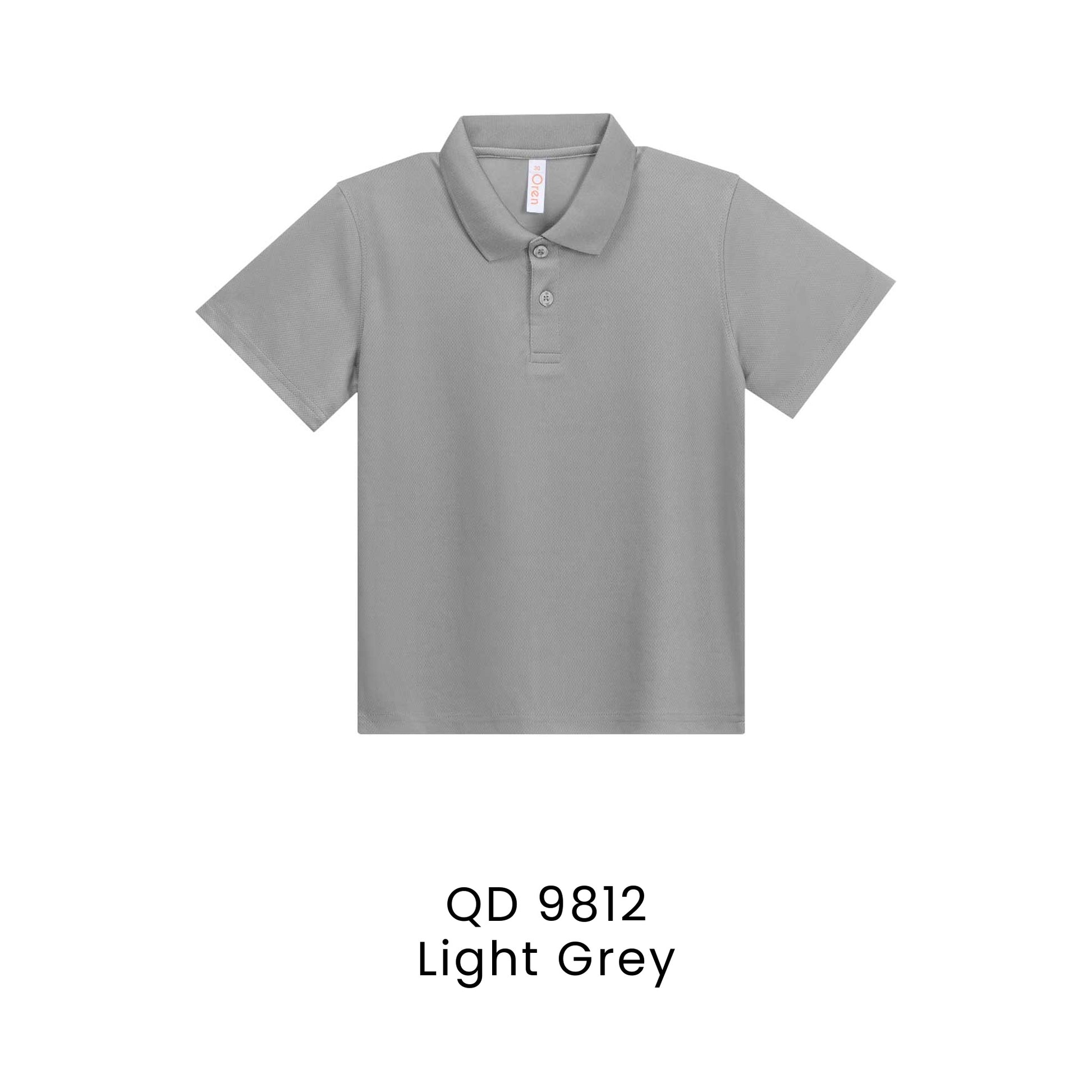 QD 9812 Light Grey - QD98 kids microfibre eyelet polo shirt in 160gsm