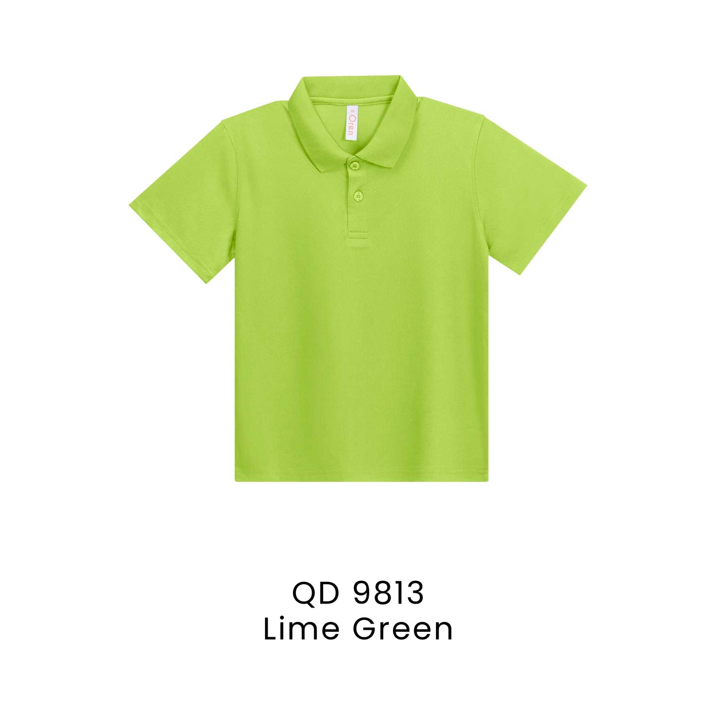 QD 9813 Lime Green - QD98 kids microfibre eyelet polo shirt in 160gsm