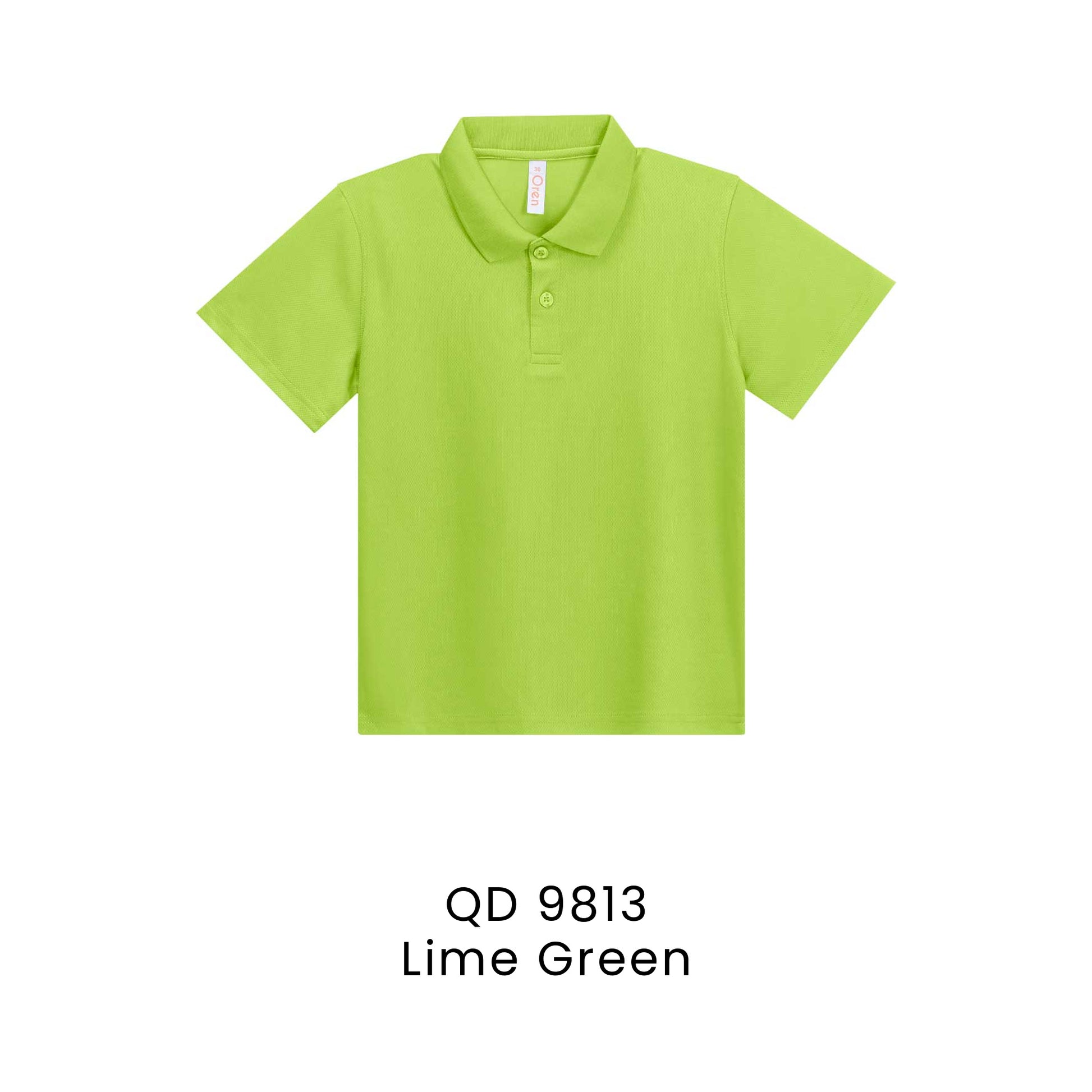 QD 9813 Lime Green - QD98 kids microfibre eyelet polo shirt in 160gsm