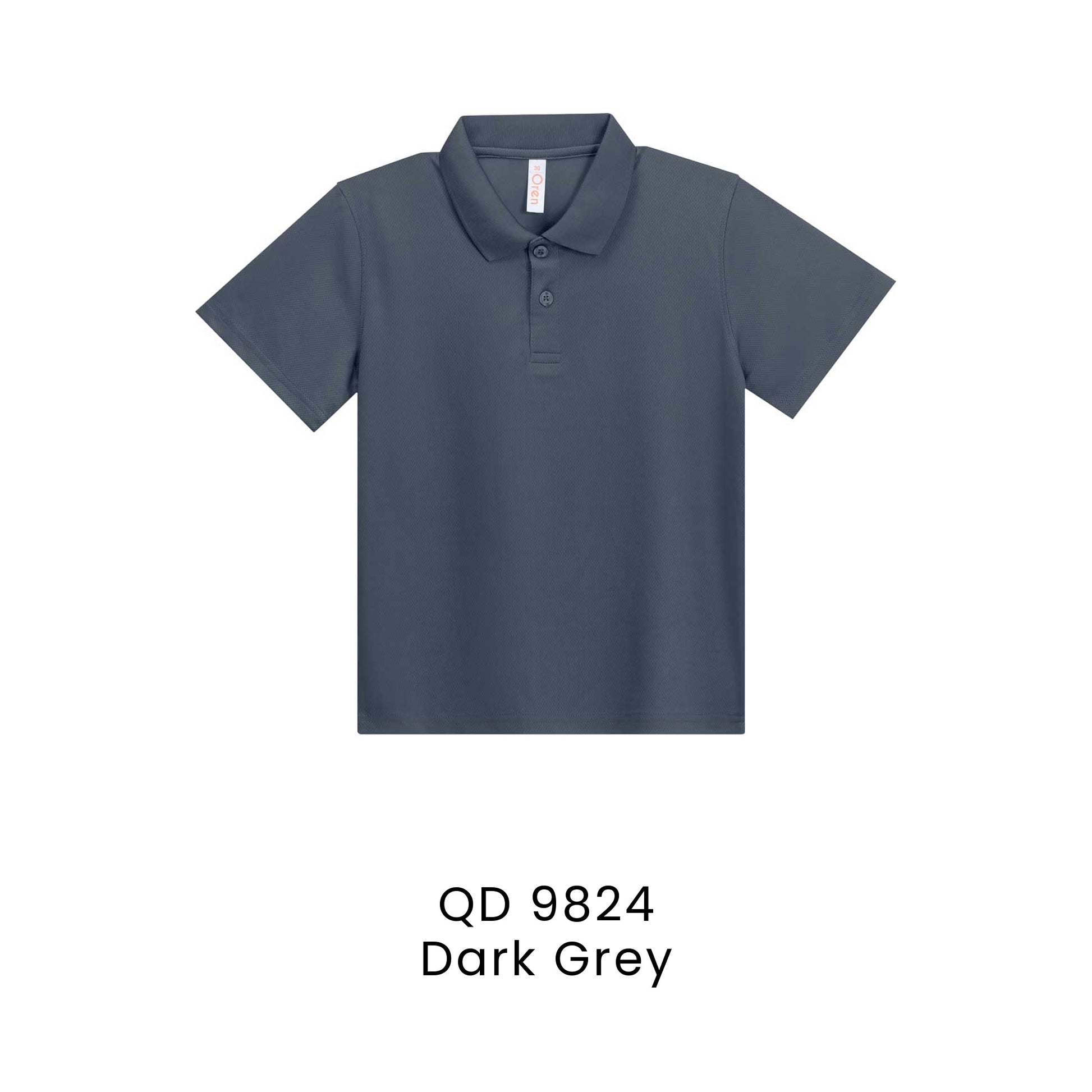 QD 9824 Dark Grey - QD98 kids microfibre eyelet polo shirt in 160gsm