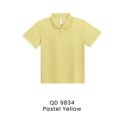QD 9834 Pastel Yellow - QD98 kids microfibre eyelet polo shirt in 160gsm