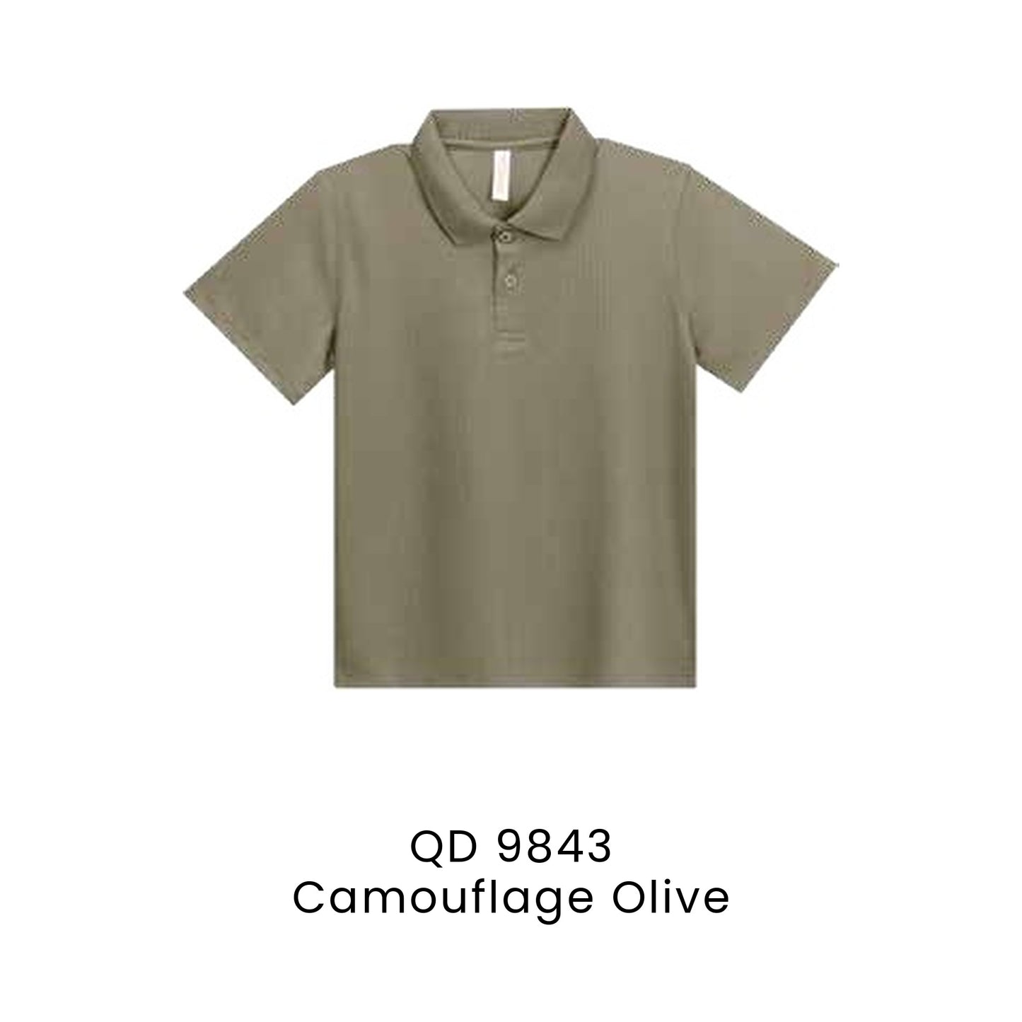 QD 9843 Camouflage Olive - QD98 kids microfibre eyelet polo shirt in 160gsm