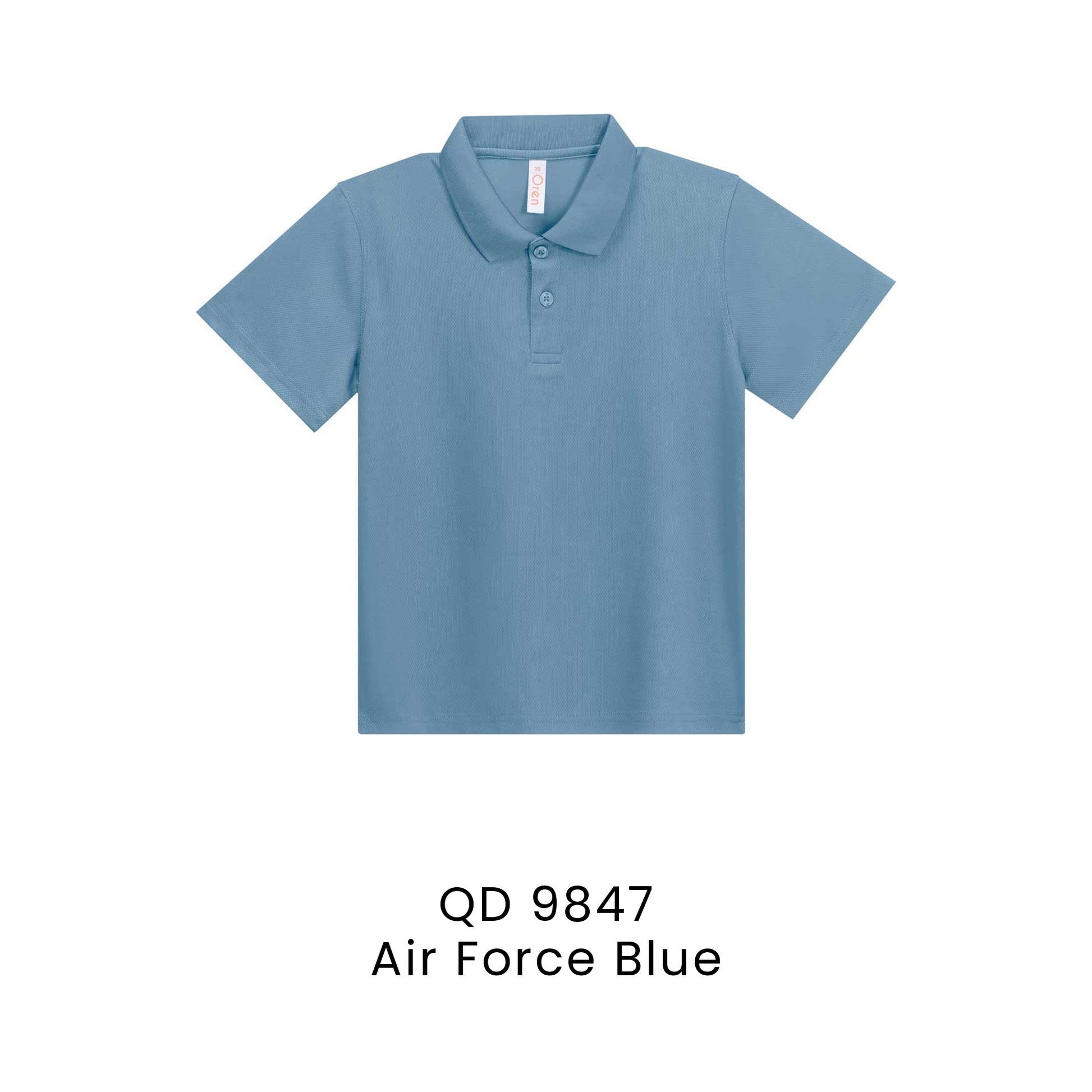 QD 9847 Air Force Blue - QD98 kids microfibre eyelet polo shirt in 160gsm