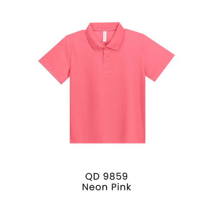 QD 9859 Neon Pink - QD98 kids microfibre eyelet polo shirt in 160gsm