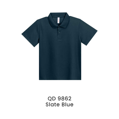 QD 9862 Slate Blue - QD98 kids microfibre eyelet polo shirt in 160gsm