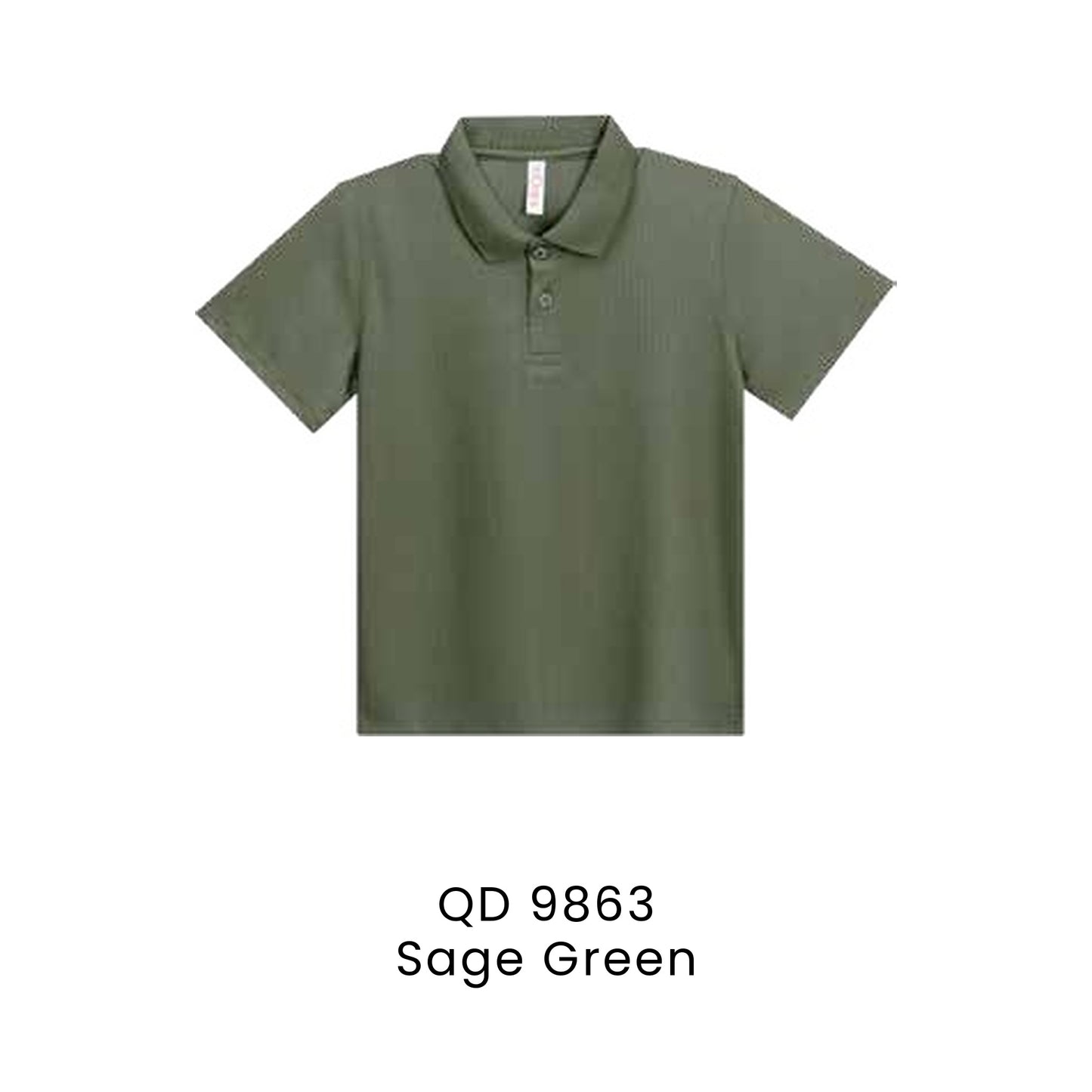 QD 9863 Sage Green - QD98 kids microfibre eyelet polo shirt in 160gsm