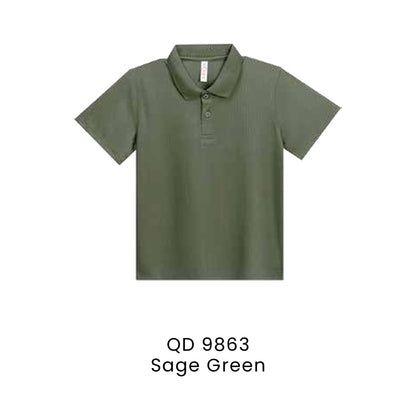 QD 9863 Sage Green - QD98 kids microfibre eyelet polo shirt in 160gsm