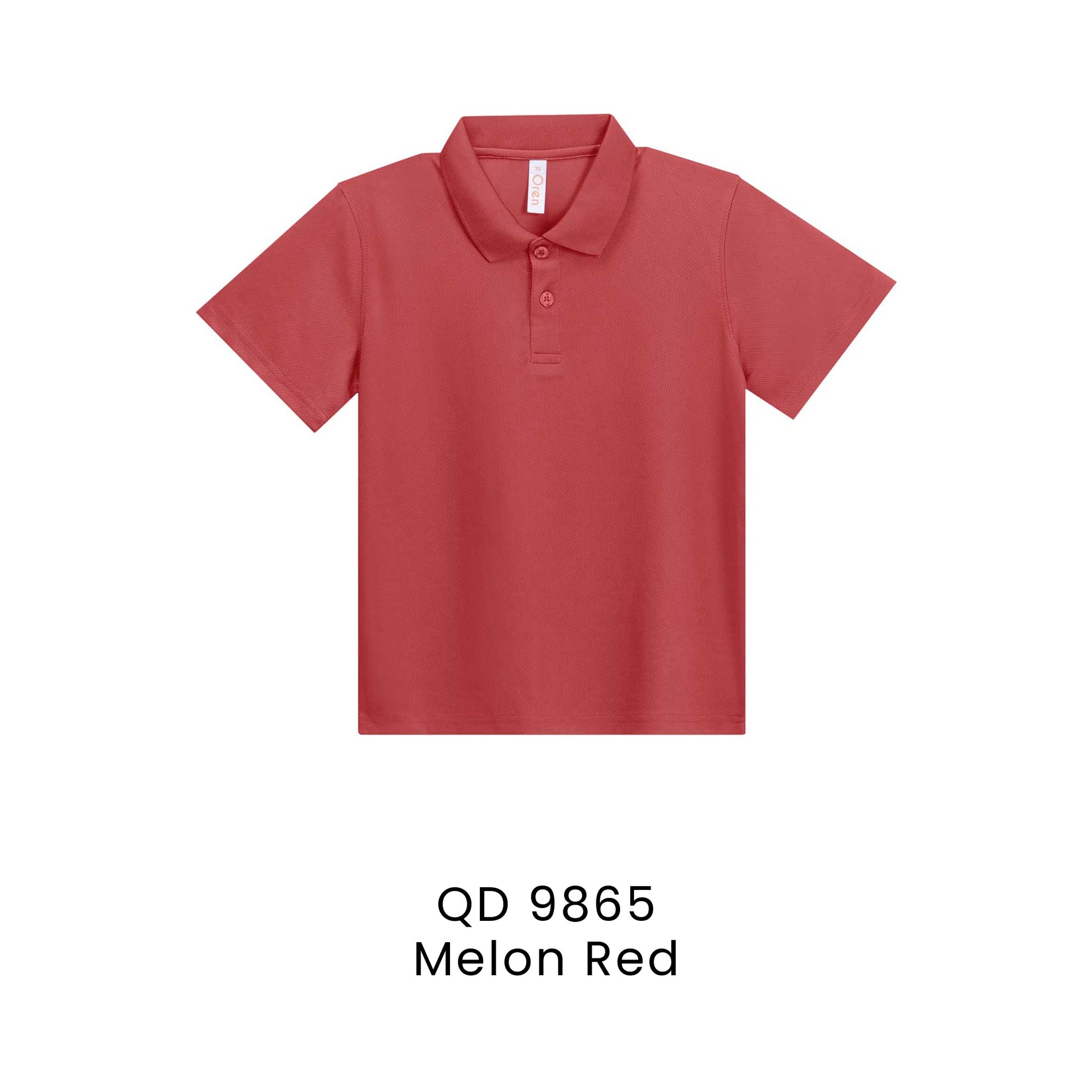 QD 9865 Melon Red - QD98 kids microfibre eyelet polo shirt in 160gsm
