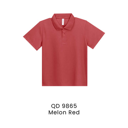 QD 9865 Melon Red - QD98 kids microfibre eyelet polo shirt in 160gsm