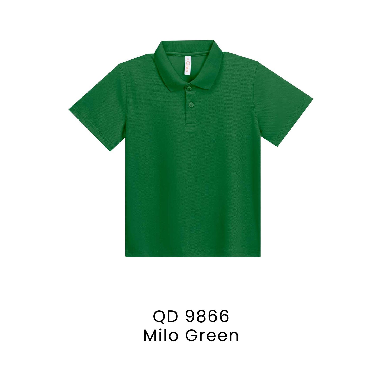 QD 9866 Milo Green - QD98 kids microfibre eyelet polo shirt in 160gsm