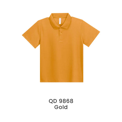 QD 9868 Gold - QD98 kids microfibre eyelet polo shirt in 160gsm