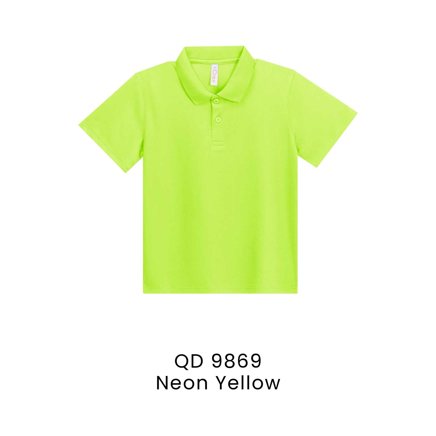 QD 9869 Neon Yellow - QD98 kids microfibre eyelet polo shirt in 160gsm
