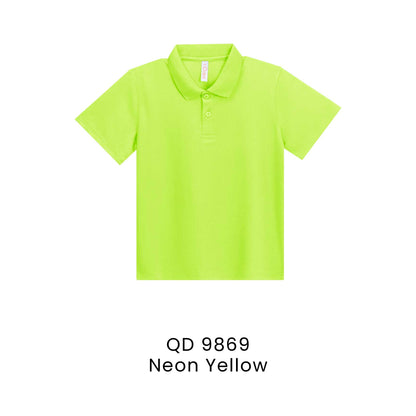 QD 9869 Neon Yellow - QD98 kids microfibre eyelet polo shirt in 160gsm