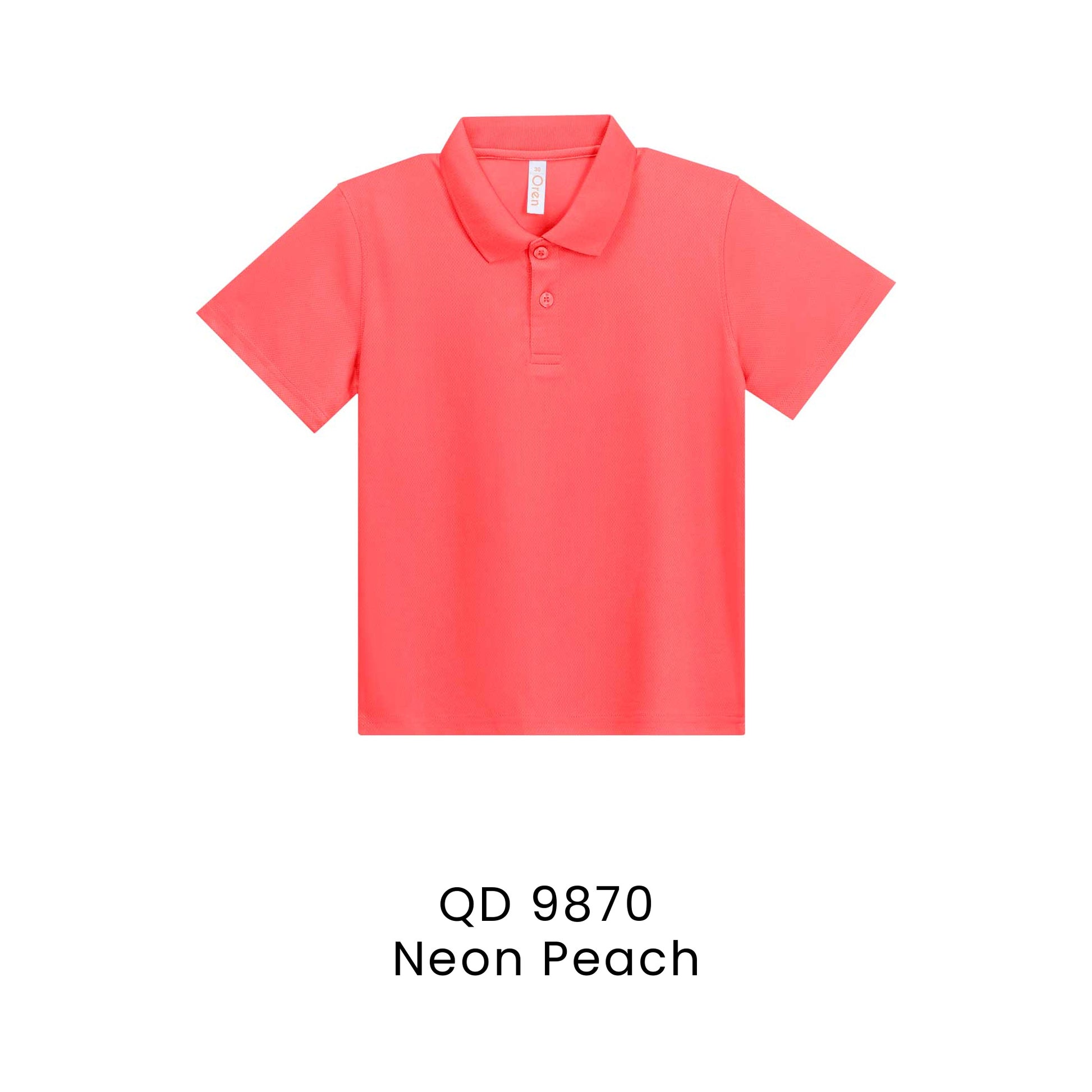 QD 9870 Neon Peach - QD98 kids microfibre eyelet polo shirt in 160gsm