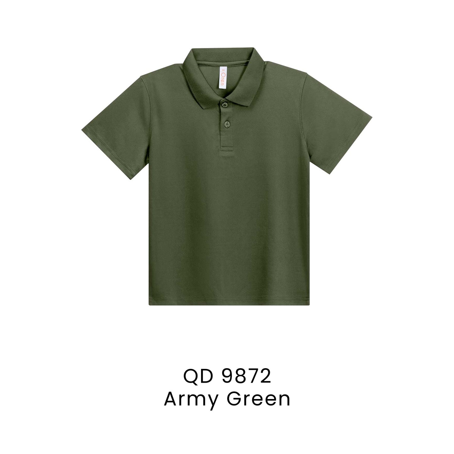 QD 9872 Army Green - QD98 kids microfibre eyelet polo shirt in 160gsm