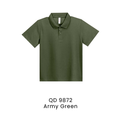 QD 9872 Army Green - QD98 kids microfibre eyelet polo shirt in 160gsm