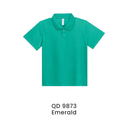 QD 9873 Emerald - QD98 kids microfibre eyelet polo shirt in 160gsm
