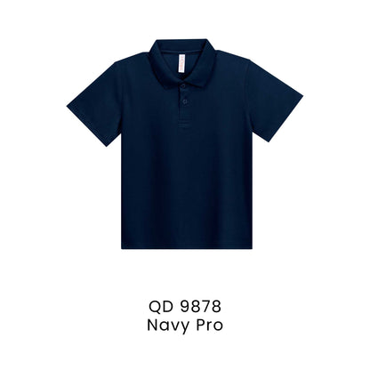 QD 9878 Navy Pro - QD98 kids microfibre eyelet polo shirt in 160gsm