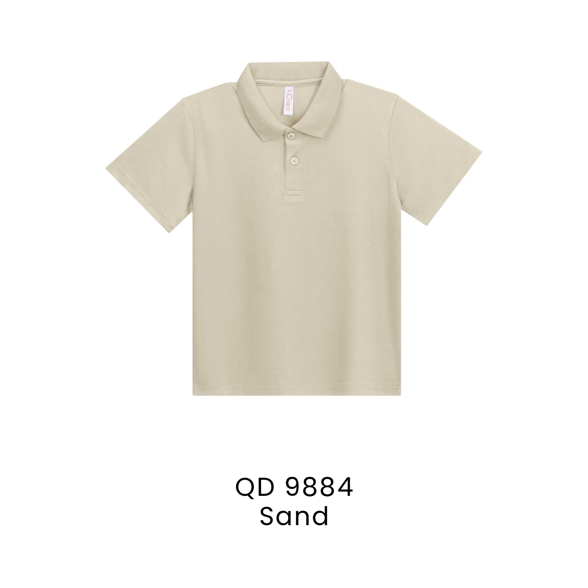 QD 9884 Sand - QD98 kids microfibre eyelet polo shirt in 160gsm