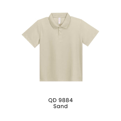 QD 9884 Sand - QD98 kids microfibre eyelet polo shirt in 160gsm
